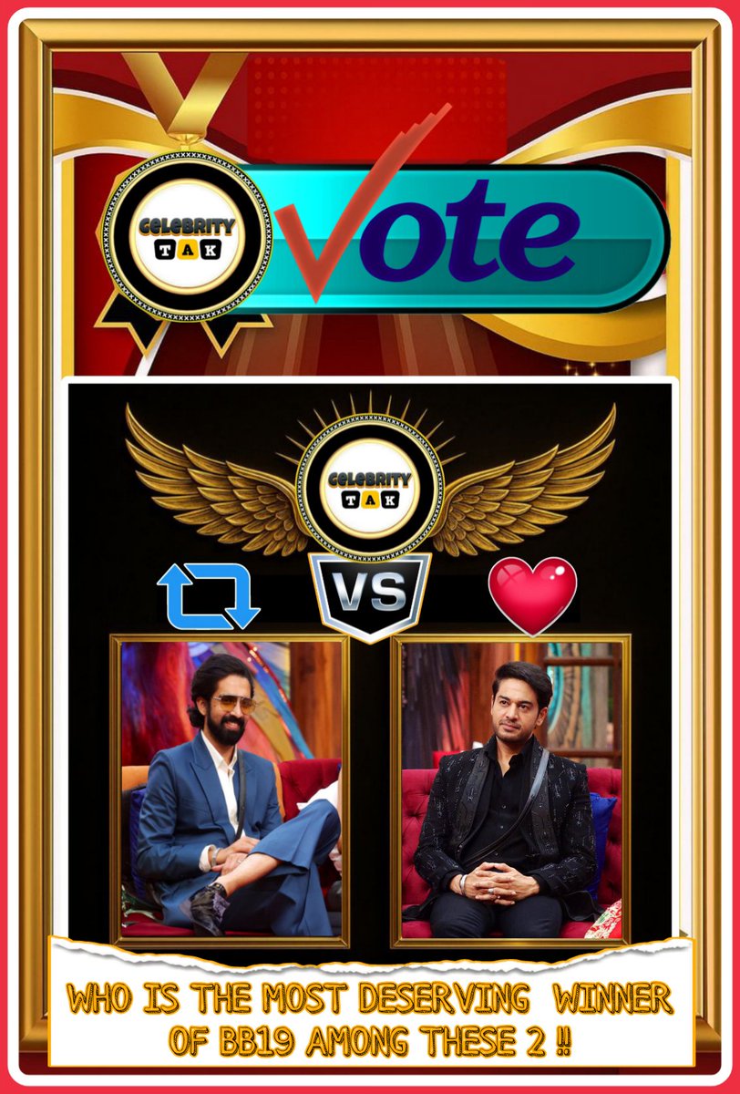 Celebrity_Tak's tweet photo. Who's Your Favourite Contestant In BB19 House Winning Audience's Heart ❣️

?..Whom do you support..?

Like  For  —#GauravKhanna 
RE-TWEET — #AmaalMallik

Comment Your Opinion 
#AmaalIsTheBoss  #Amaanya 
#GauravIsTheBoss #Amaalians
#KhannaKaKhaandaan #GKcults #AmaalmallikinBB19 #Bahana 
#BB19 #BiggBoss #BiggBoss19