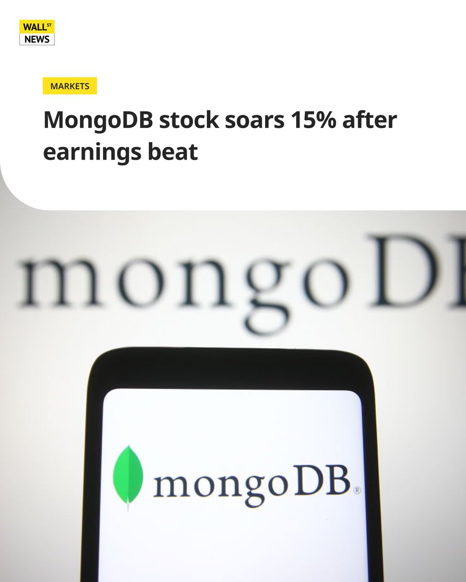 wlst_news's tweet image. MongoDB crushed earnings expectations and its stock jumped 15% after hours. With strong growth in enterprise and developer demand, the company raised its full-year outlook and impressed investors.

#MongoDB