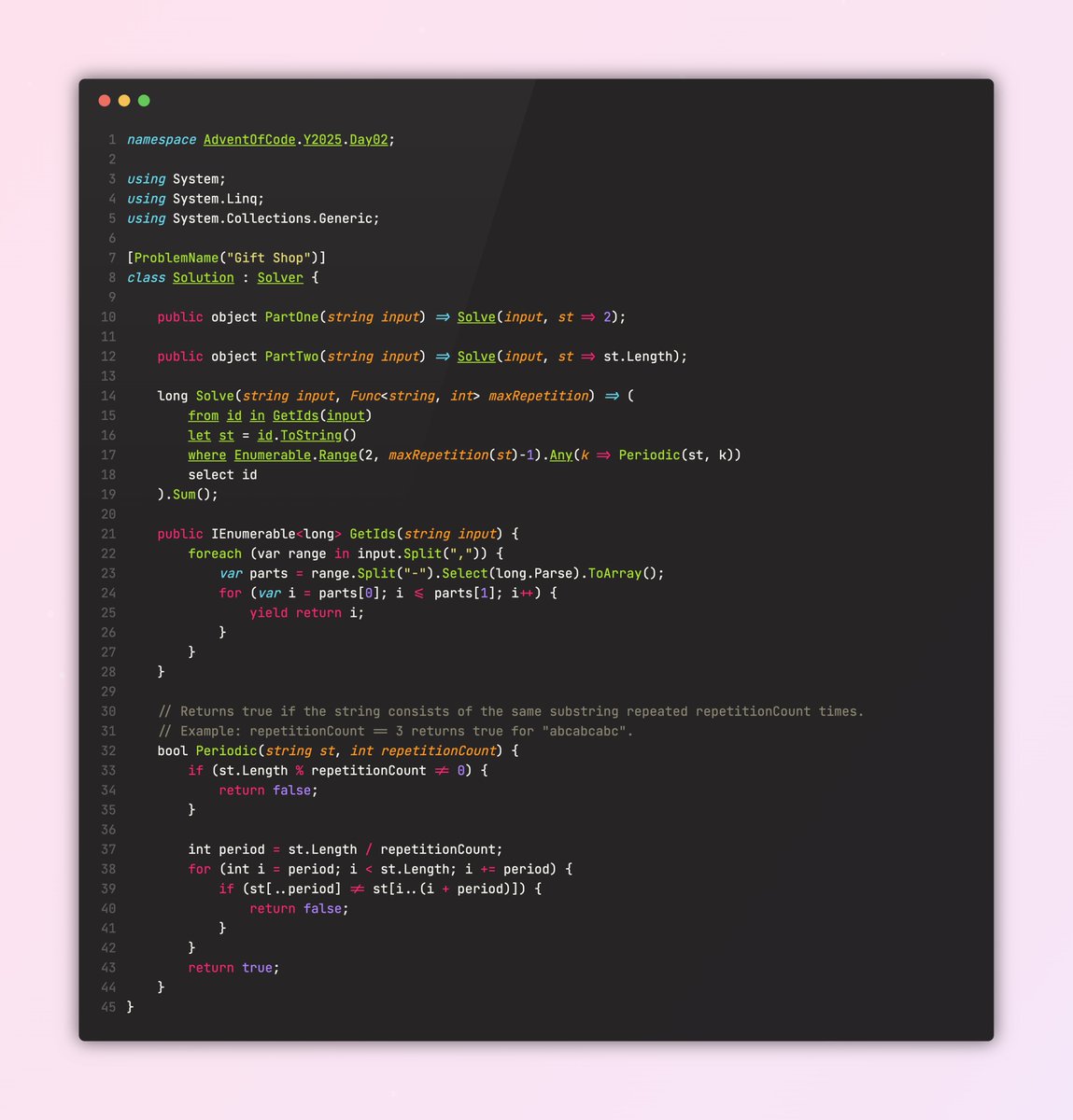 encse's tweet image. #adventofcode 2025/02 aoc.csokavar.hu