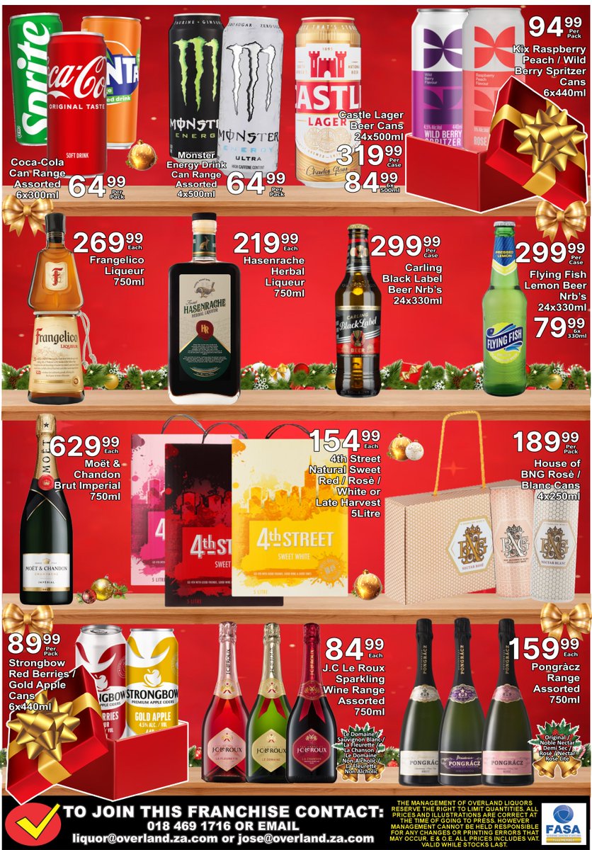 Awesome deals for a Festive Time!

📍 Find your nearest store: spotonliquor.co.za/store-directory or view more Festive deals spotonliquor.co.za/promotions/

Promo valid until 24 December 2025.

#SpotOnDeals#LiquorSavings

Ts &amp; Cs apply. Not for persons under the age of 18.