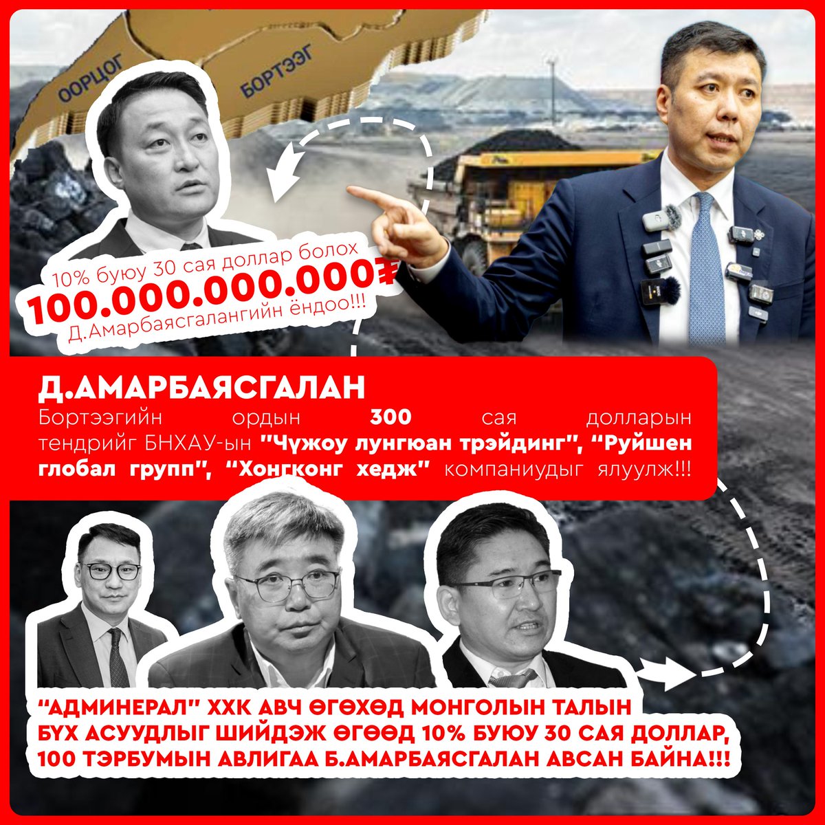 Ц.Ламжав гэдэг нөхрийн 100 тэрбумын авлига гээд байсан нь ийм учиртай байсан юм байна шдээ. АБ-ийн мөнгийг зөөдөг байсныгаа улайцан юм бишүү
facebook.com/photo?fbid=825…
