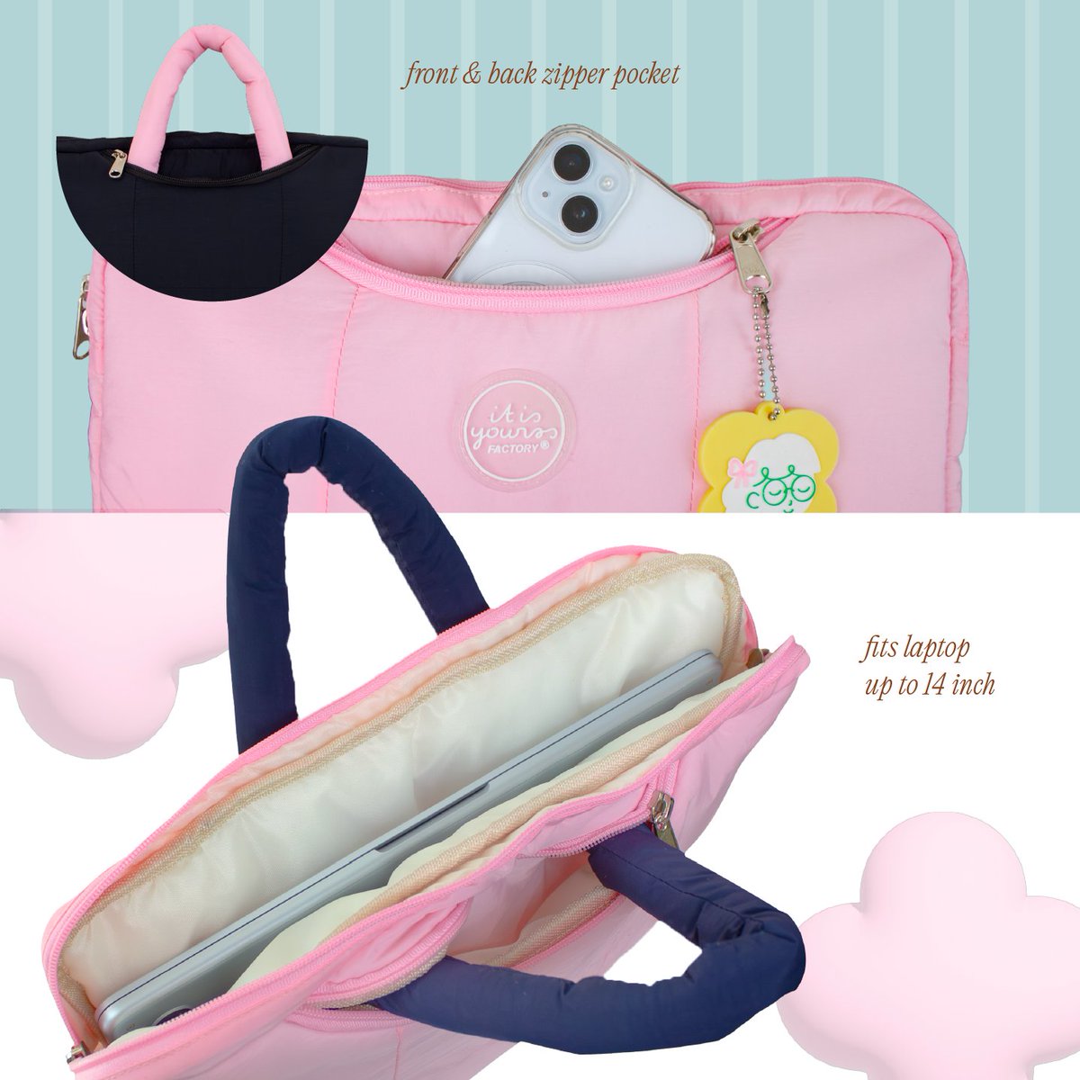 senjahitamm's tweet image. Kenalin… PUFFY LAPTOP SLEEVE dari ITISYOURSS 💖 Fit laptop up to 14inch, tebel pol, empuk pol, dan punya dual handle yang bisa disimpan &amp;amp; dikeluarin sesuai kebutuhan! Ada 6 warna super GEMES yang bikin pengen koleksi semuanya 😭✨

🛒s.shopee.co.id/3fwJ8Q25Ev