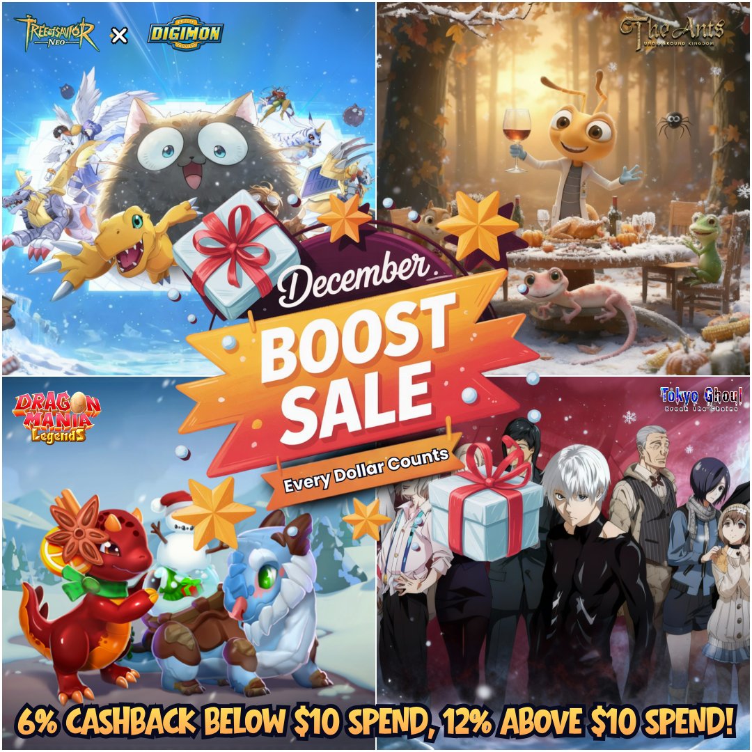 bluestacksinc's tweet photo. December Boost Sale is LIVE! π
Every Dollar Counts in your favorite games:
πΈ 6% Cashback (Below $10 spend)
π₯ 12% Cashback (Above $10 spend)
Maximize your rewards: π
π https://t.co/gwiEv7ATDW
#DecemberBoost #GamingDeals #BlueStacks https://t.co/6TT8lpKhee