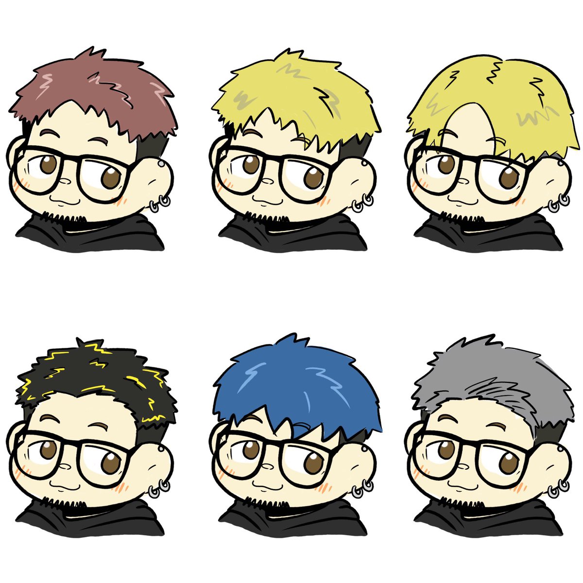 友人の髪型、およびカラーを決めるために色んなVERを描いてみたw