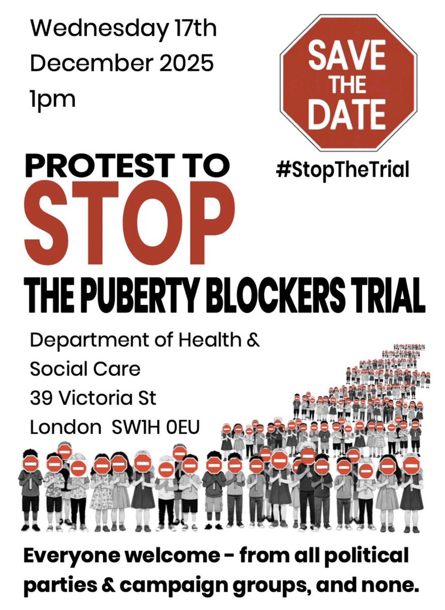 HumanGayMale's tweet photo. We will be at the protest against the puberty blockers trial, to send the message to @wesstreeting that gay men do not support this medicalised wing of gender identity ideology being championed by the so-called LGBTQ+ community.

#StopTheTrial https://t.co/E9vBlQNc0v