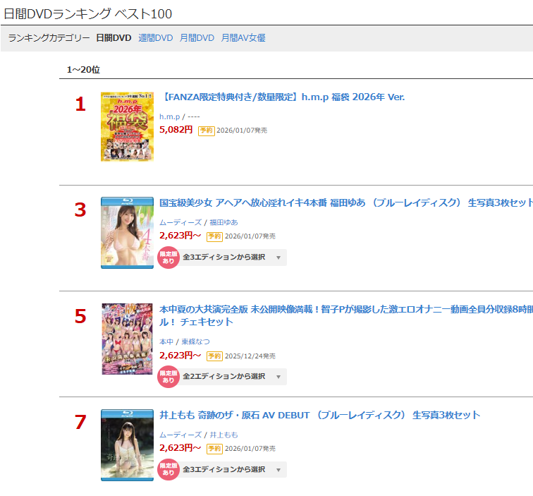 ＼本日限定版情報解禁／

▶日間 DVD 7位(12/02)
【数量限定】井上もも 奇跡のザ・原石 AV DEBUT （ブルーレイディスク） 生写真3枚セット
al.fanza.co.jp/?lurl=https%3A…

【通常版】（DVD）
al.fanza.co.jp/?lurl=https%3A…

▾動画▾
al.fanza.co.jp/?lurl=https%3A…

2026年1月7日発売
#井上もも #PR <a href="/momoinoue99/">井上もも</a>