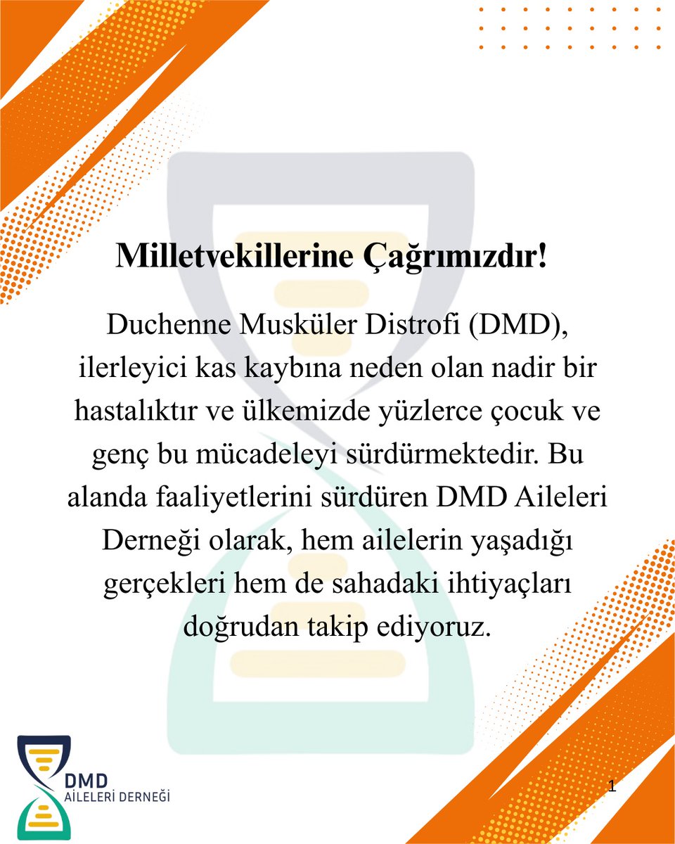 Dmd_aileleri's tweet photo. Milletvekillerine Çağrımızdır!

Duchenne Musküler Distrofi (DMD), ilerleyici kas kaybına neden olan nadir bir hastalıktır ve ülkemizde yüzlerce çocuk ve genç bu mücadeleyi sürdürmektedir. Bu alanda faaliyetlerini sürdüren DMD Aileleri Derneği olarak, hem ailelerin yaşadığı gerçekleri hem de sahadaki ihtiyaçları doğrudan takip ediyoruz.

Son dönemde hem SMA hem de DMD alanında çeşitli ailelerin yüksek maliyetli tedavilere bireysel kampanyalarla ulaşmaya çalıştığı görülmektedir. Bu yöntem; sosyal devlet ilkesiyle bağdaşmamakta ve tedavilerin yurt dışında denetimsiz merkezlerde uygulanması gibi ciddi riskler doğurmaktadır. Çocukların tedavi güvenliğinin sağlanamadığı merkezlere yönlendirilmesi kabul edilemez. Bu durum, kalıcı ve kurumsal bir çözümün aciliyetini açıkça ortaya koymaktadır. Aileler olarak etkili, güvenli ve onaylı tedavilere devlet güvencesinde erişmek istiyoruz.

Dünya genelinde gen ve hücresel tedaviler hızla gelişirken, yüksek maliyetleri nedeniyle pek çok ülke nadir hastalıklar için özel fon modelleri oluşturmuştur. Bu sayede hastalar tedavilere zamanında erişebilmekte, devletler de bütçe yükünü öngörülebilir şekilde yönetebilmektedir. Türkiye’nin de benzer bir yapıyı hayata geçirmesi, hem ailelerin bireysel kampanyalara yönelmesinin önüne geçecek hem de hastalarımızın uluslararası gelişmelerle eş zamanlı olarak tedavilere ulaşmasını sağlayacaktır.

Bu çerçevede siz değerli milletvekillerimizden destek bekliyoruz:

Nadir Hastalıklar Tedavi Erişim Fonu’nun kurulmasına yönelik gerekli yasal düzenlemelerin başlatılması,

Başarılı yurt dışı uygulamaların incelenmesi ve ülkemize uygun modelin değerlendirilmesi,

Güvenli ve onaylı tedavilere bağış kampanyalarıyla değil; devlet güvencesiyle erişim sağlanması.

Konunun Meclis gündemine taşınması ve Sağlık Bakanlığı ile değerlendirilmesi konusunda desteğinizi saygıyla arz ederiz.

DMD Aileleri Derneği

#salı
#çarşamba
#dmd #duchenne