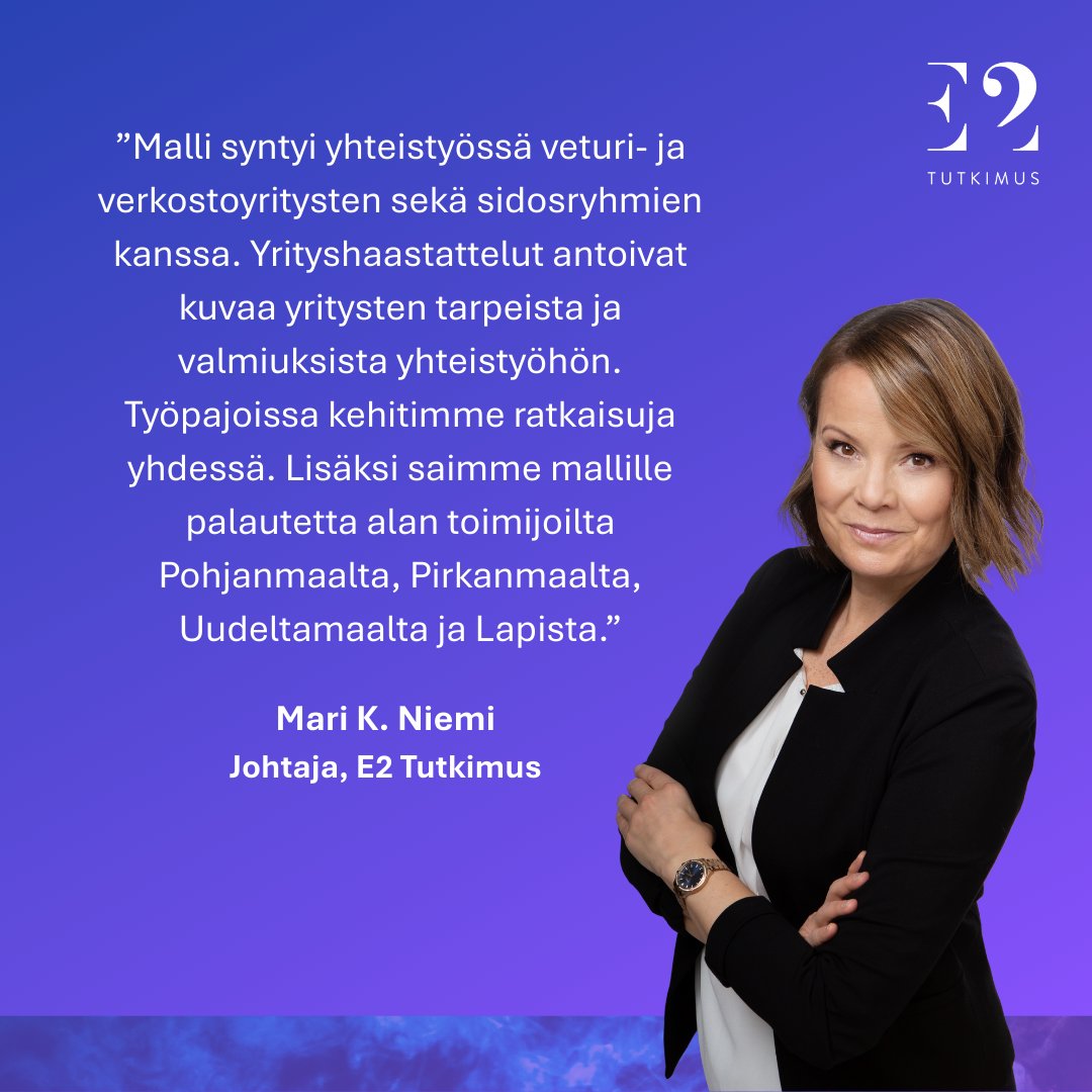 Hankkeessa kehitettiin valtakunnallisesti hyödynnettäväksi sopiva alueellisen yhteistyön malli, jossa alueiden veturiyritykset voivat uudella tavalla tukea verkostoyritysten menestystä.

Mallia on kehitetty yhteistyössä Vaasan seudun energiaklusterin yritysten ja sidosryhmien