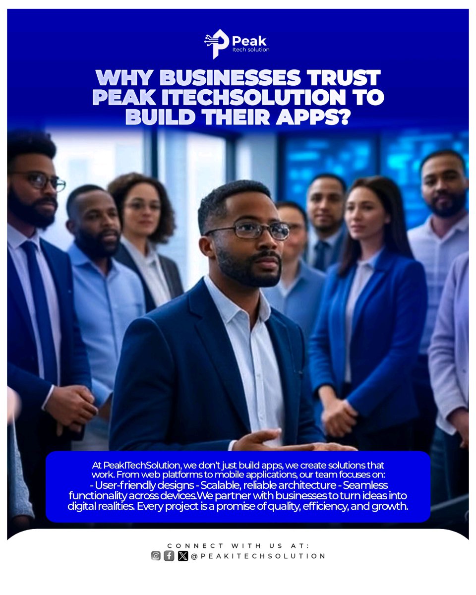peakitechsoluti's tweet image. Why Businesses Trust PeakITechSolution to Build Their Apps

We don’t just build apps, we create solutions that work. From web platforms to mobile applications our team focuses on:

User-friendly designs
Reliable architecture
Functional across devices

#PeakITechSolution #WebApps