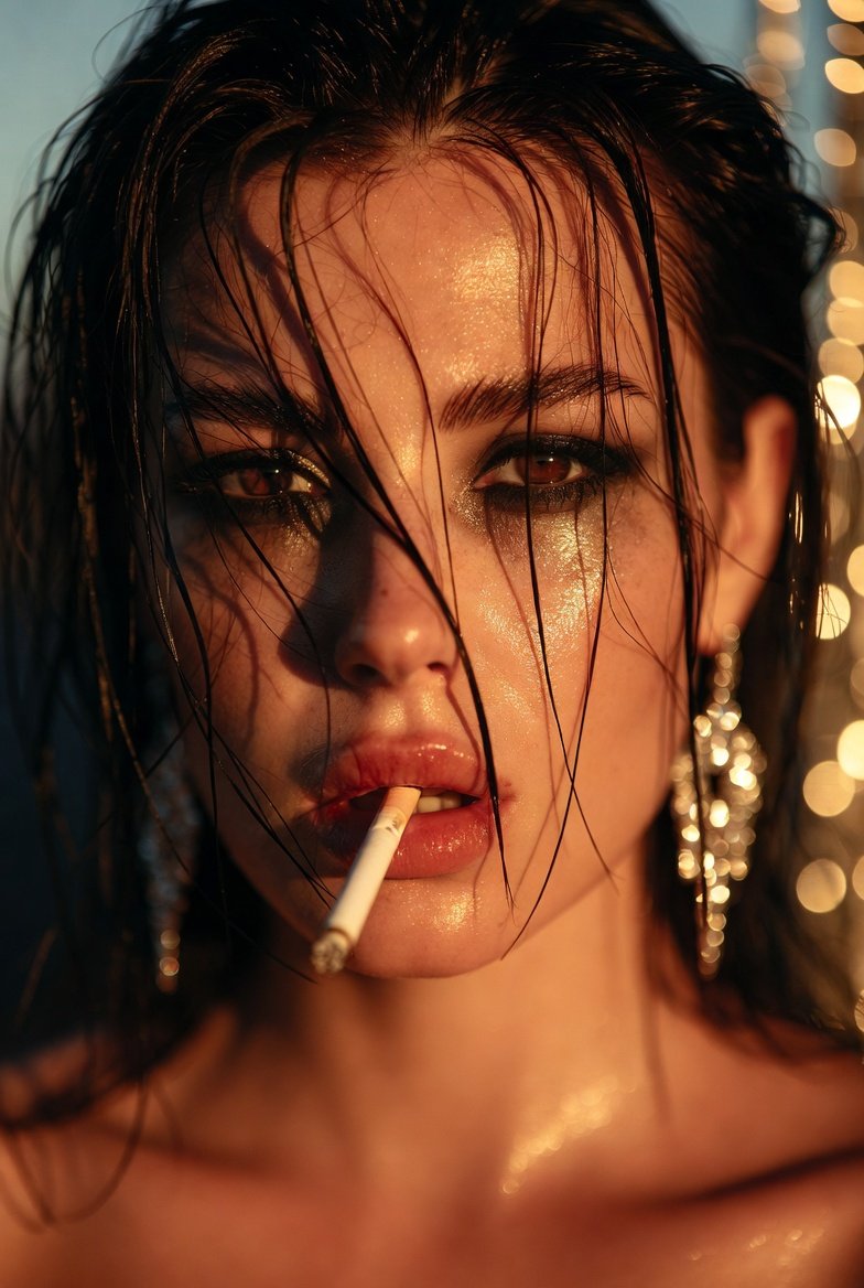 Golden Hour Glam: A Portrait of Raw Rebellion