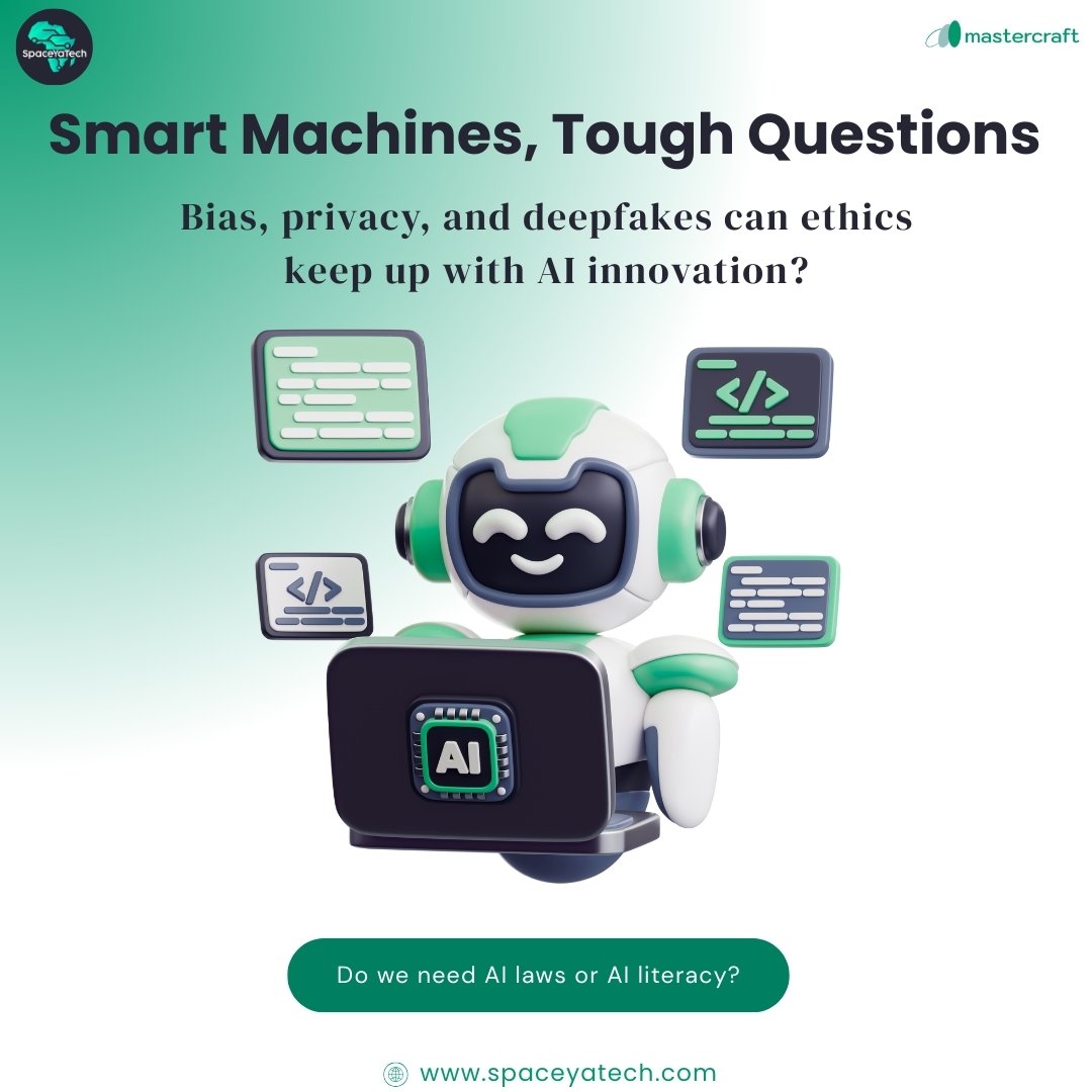SpaceYaTech's tweet image. From algorithmic bias to the rise of deepfakes, the tech is moving fast. How do we close the gap? ⚖️ AI Laws vs. AI Literacy.
What&apos;s your vote?
#AIEthics #FutureofTech #Deepfakes