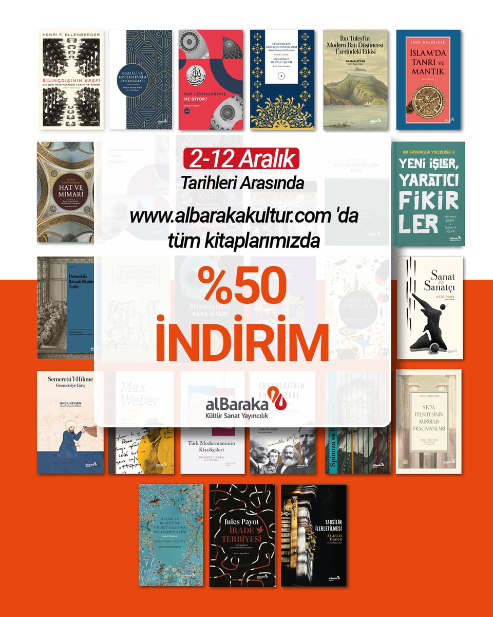 02-12 Aralık Tarihleri arasında sitemizden yapacağınız alışverişlerde tüm kitaplarda %50 İndirim🔥 sizleri bekliyor.

albarakakultur.com