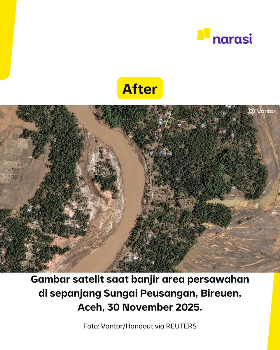 Ini gambar satelit sebelum dan sesudah banjir di area Peusangan, Bireun, Aceh 🥺🥺

| Narasi