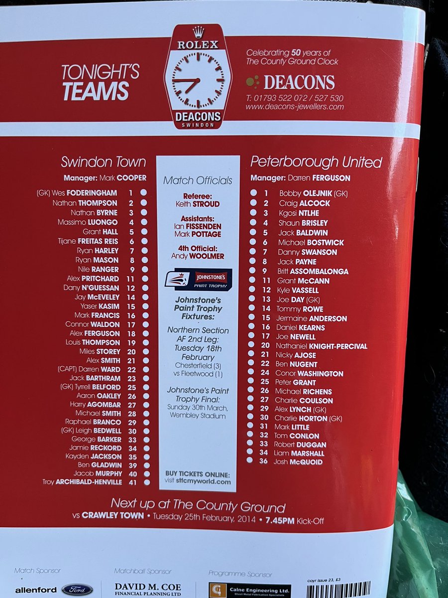 stprogs's tweet image. Up next tonight for #STFC is the efl trophy v #PUFC @theposh and the last time we met in this competition was 11 years ago in the semi final and a 1-1 draw before defeat on penalties in front of only 6825