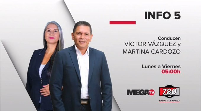 780AM's tweet image. 🚨¡Seguimos hasta las 6 h, con #Info5! ⏰🗞️

🎙️Con @churrivazquez y @marticardozopy, la dupla que te cuenta todo lo que tenés que saber antes de salir de casa.

Sintonizá🔴#780AM y @Megatv_py
 - ¡Las primeras noticias de la jornada ya están al aire!