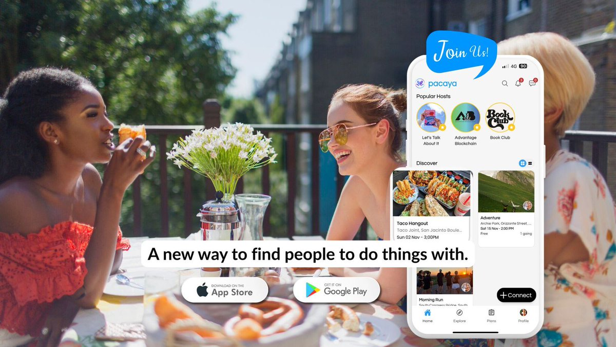pacaya_official's tweet photo. Pacaya is officially live on the App Store &amp; Google Play! 
If you’ve ever wanted to go out but didn’t want to go alone  this is for you.
Join simple group hangouts near you: brunch, gym, runs, anything.
We’re new come be part of the journey. https://t.co/Je0mZkSwsZ
