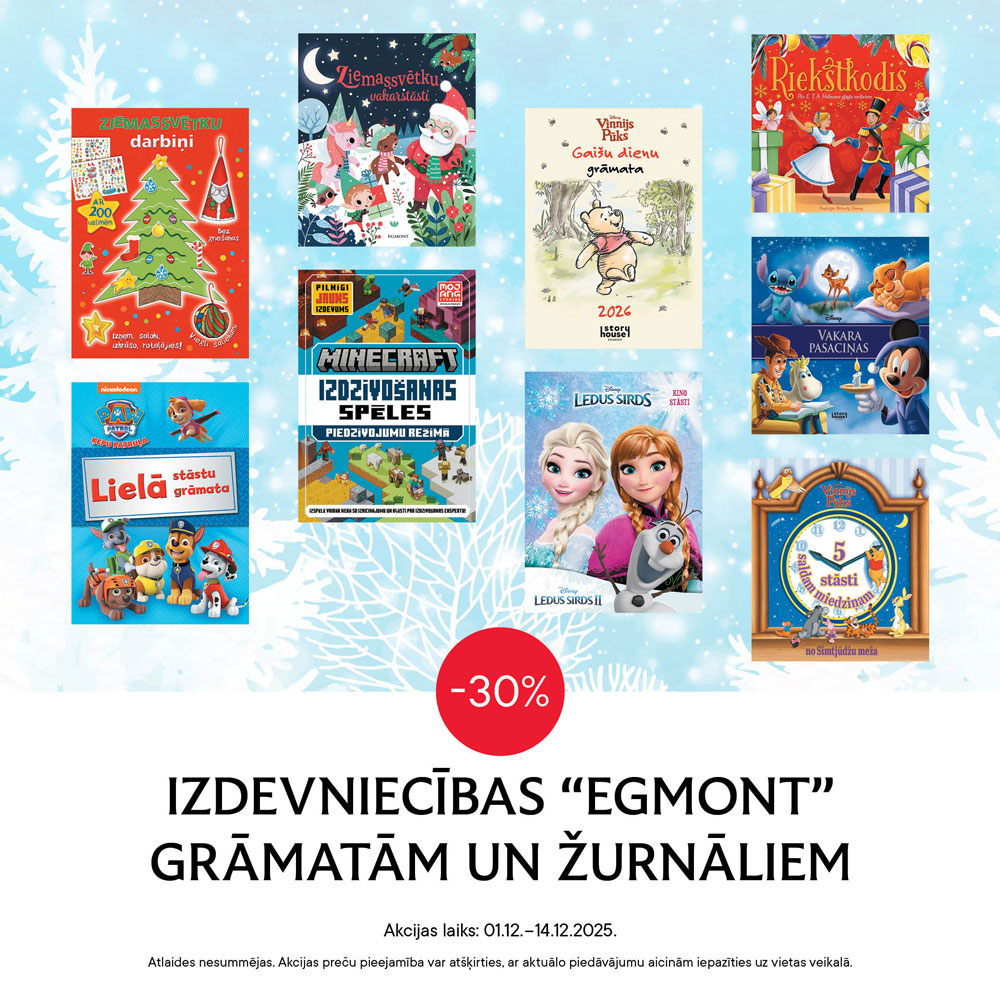 Decembra pirmajās nedēļās izdevniecības KID PRESS (iepriekš EGMONT LATVIJA) grāmatām un žurnāliem e-veikalā un grāmatnīcās JĀNIS ROZE 30% atlaide: shorturl.at/BeDo2
