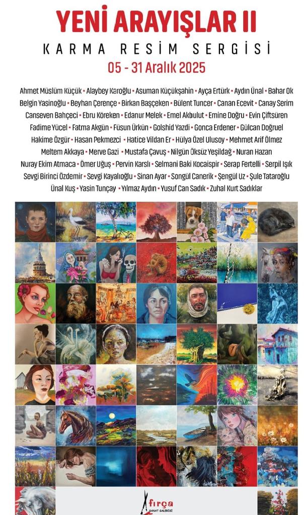 FIRCASANAT's tweet photo. Yeni yıl hediyenizi kalıcı bir sanat eseri olarak seçmeniz için,  51 sanatçımızın size özel hazırlamış olduğu 30x30 cm ebatında 459 eserden oluşan 
"YENİ ARAYIŞLAR- II Karma Resim Sergisi O5-31 Aralık tarihleri arasında galerimizde düzenlenecektir. https://t.co/837p1IFosk