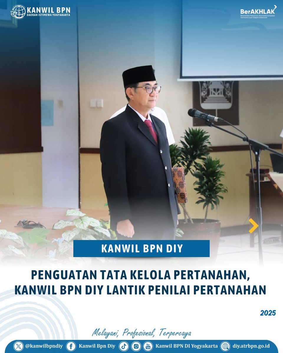 kanwilbpndiy's tweet image. Halo #SobATRBPN DIY,
Penguatan Tata Kelola Pertanahan, Kanwil BPN DIY Lantik Penilai Pertanahan 
#MelayaniProfesionalTerpercaya

Selengkapnya di 
instagram.com/p/DRwS5LECZKe/…