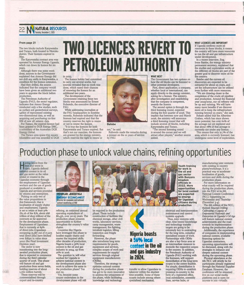 “Will the strategies that helped Uganda achieve strong national content in the development phase also work in the production phase? The answer is both yes and no. Yes—because many of the scopes from development remain essential, including construction of support facilities like