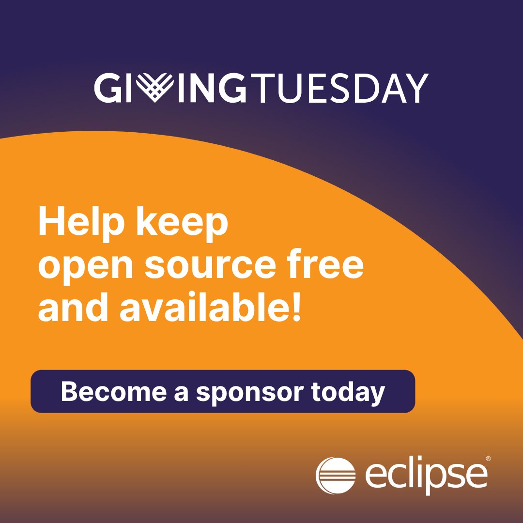 EclipseJavaIDE's tweet image. ⚡ It’s #GivingTuesday!

We’re aiming to raise €5,000 to sustain the Eclipse IDE and Rich Client Platform (RCP), the backbone of countless developer tools and frameworks worldwide.

💙 Every contribution counts. Help us reach the goal: hubs.la/Q03WgXSx0