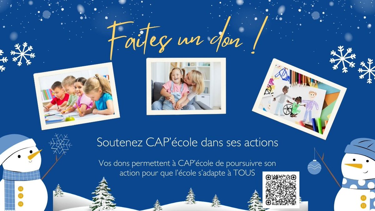 CAP’école ouvre sa campagne annuelle de dons
👉Pour faire un don : helloasso.com/associ.../cap-…
🌟Soutenir CAP'école, c'est soutenir l'école inclusive 
💎Vos dons sont déductibles des impôts
Merci pour votre générosité 🙏
#écoleinclusive #handicap #éducation #inclusion #EBEP #TND #Var