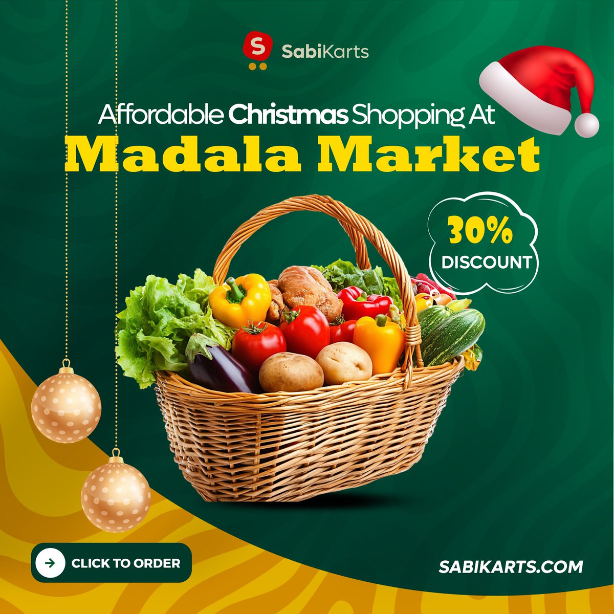 SabiKarts's tweet photo. Christmas Shopping Package Promo

Enjoy your Christmas discounts on foodstuffs! 🎁Get Up to 30% off of items purchased. 
Shop now &amp; score best deals! 
 
Happy shopping with Sabikarts! https://t.co/gycqUoDMiu