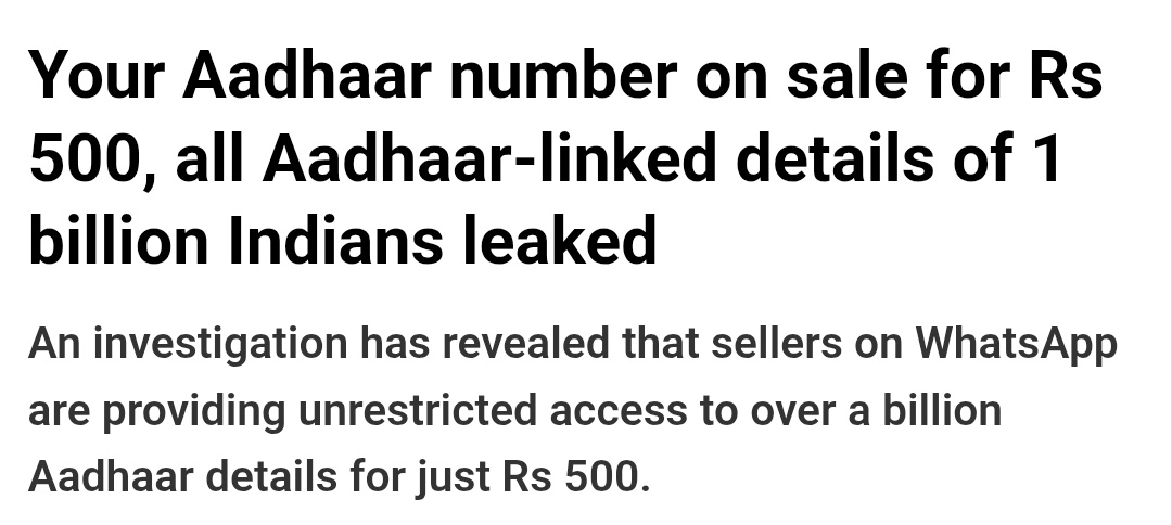 ItzmeeJoee's tweet image. வெறும் 500 ரூ. க்கு இந்தியர்களோட ஆதார் தகவல்கள், பேங்க் தகவல்கள் இன்ன பிற தகவல்கள் கிடைக்கும்ன்னு கூவி கூவி வித்துட்டு இருக்காங்க டார்க் வெப்ல. 

இந்த அளவுக்கு செக்யூரிட்டி சிஸ்டத்தை வச்சிக்கிட்டு இப்போ ஆப் வேற இன்ஸ்டால் பண்ணனுமாம்.. மொத்தமா மொட்டையடிக்கவா?!