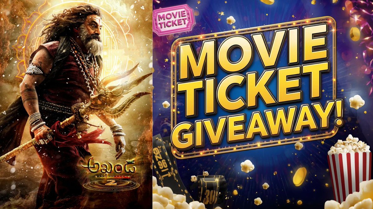 🎟️ #Akhanda2 Giveaway Alert! 🎉

We’re giving 15 lucky people a ₹200 BookMyShow voucher each! 🍿🔥

Want to win? Just follow these simple steps 👇

Rules to Participate:

✅ Follow <a href="/Telugu24_News/">Telugu24</a>
✅ Download our Telugu24 Short News App
👉 play.google.com/store/apps/det…
✅ Like this