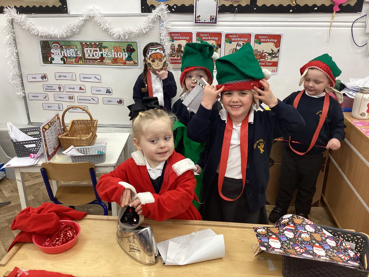 Nursery are busy helping Santa to prepare the toys in the workshop.