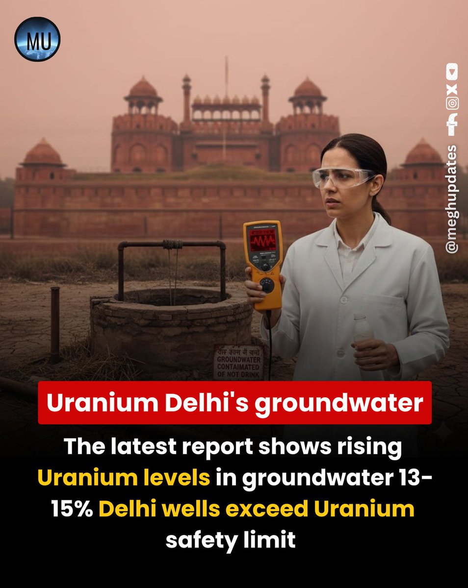 MeghUpdates's tweet image. 🚨 BIG! A new report shows rising uranium in groundwater — 13–15% of wells now EXCEED safe limits.