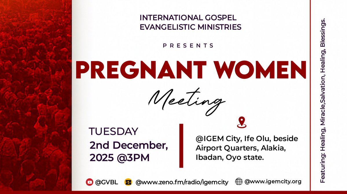 igemcity's tweet image. God is expecting every pregnant woman and her husband into His presence. Come and be refreshed, strengthened, and empowered .#igemccc #pregnantwomen #miracles #healing #breakthrough