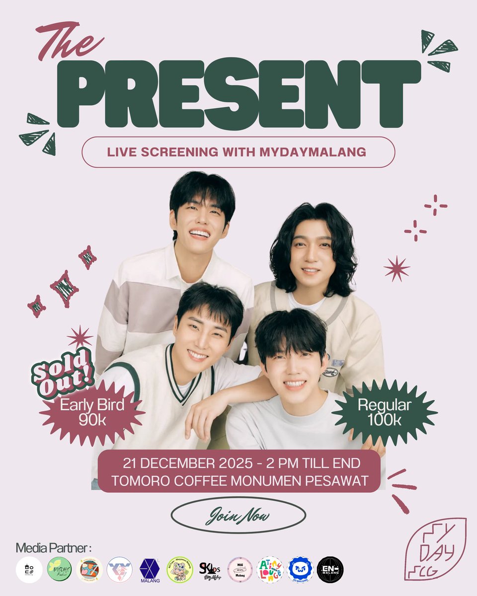 Hi hello
🎄🌸❄️The Present ❄️🌸🎄 is returning as a gift from DAY6 to all of us in 2026

Don’t forget to join MyDay Malang so we can make the most of our yearly moments together.

Details on poster