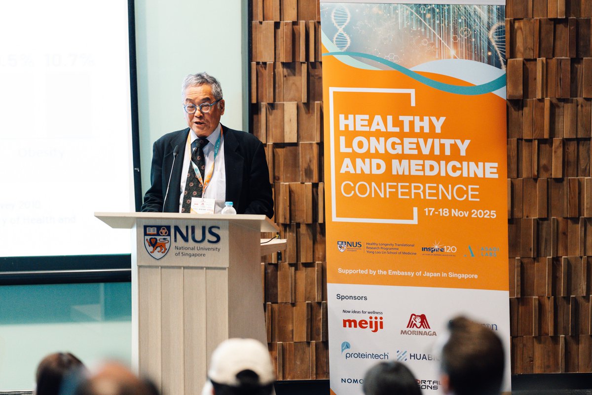 LongevitySG's tweet photo. Our #HLM2025 Conference featured four outstanding keynotes advancing healthy longevity: 
- Prof Okano
- Prof Kennedy 
- Prof Nakanishi 
- Prof Chen

Co-organised by @NUSMedicine &amp; @asagilabs, this partnership strengthens collaboration across Singapore, Japan &amp; Asia. More to come! https://t.co/R304ZeBJnA