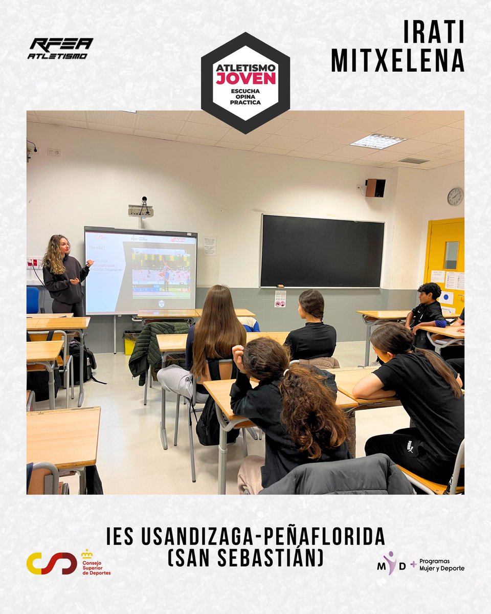 Estas semanas, <a href="/marttaserrano_/">martta</a>, <a href="/mariiaviicentee/">Maria Vicente</a>, <a href="/SulycaRuiz/">Úrsula Ruiz</a> e Irati Mitxelena han llevado el atletismo a las aulas con #AtletismoJoven ⭐️

Charla, experiencia real y sesión práctica para compartir con los alumnos los valores que nos mueven: esfuerzo, respeto y compañerismo 🖤