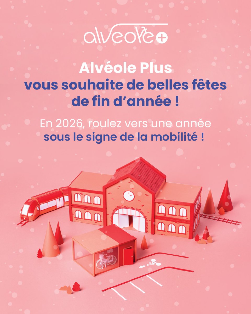 🎄#AlvéolePlus vous souhaite de belles fêtes ! 
Cette année encore, nous avons accompagné de nombreux projets de stationnements vélo sécurisés, preuve que le vélo s’impose comme un mode de déplacement sûr et durable ! 
En 2026, continuons à le mettre au cœur de nos projets ✨