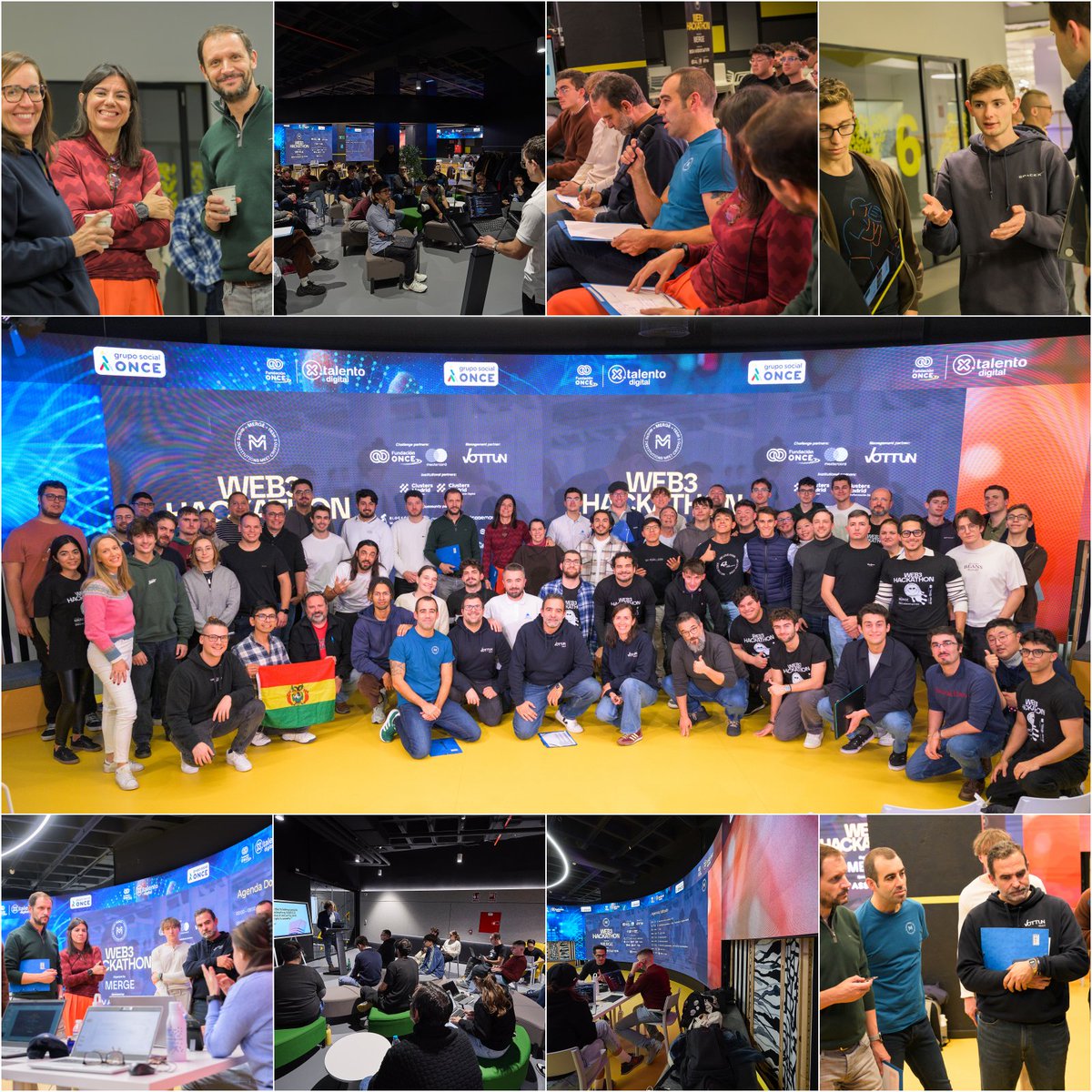 Vottun's tweet photo. @Vottun  is proud to have participated as an official partner and co-organizer of the @mmerge_io MERGE Madrid Hackathon 2025, together with the @BSVAssociation

We were thrilled to have our co-founders Marta Vallés @MartaVallTo  and Luis Carbajo @twitlcar along with our Product Manager Sergi Mias @Sergmima represent Vottun and connect with so many talented Web3 innovators.

A huge thank you to @Fundacion_ONCE for providing such an inclusive and inspiring space. 

🧩 Challenges & Winners
Three challenges were launched by:
@Mastercard
@Fundacion_ONCE
@clustersmadrid

📊 Hackathon Highlights
80 hackers
15 teams
€13,000+ in prizes
Each challenge awarded two winning teams, recognizing innovation, creativity, and technical excellence.

We also extend our appreciation to all partners who made this hackathon possible:
@hackenclub  @NWC10group @unknowngravity_    @UEuropea 

To all of you, hackers, companies, and individuals,  see you at the next hackathon! 🤝