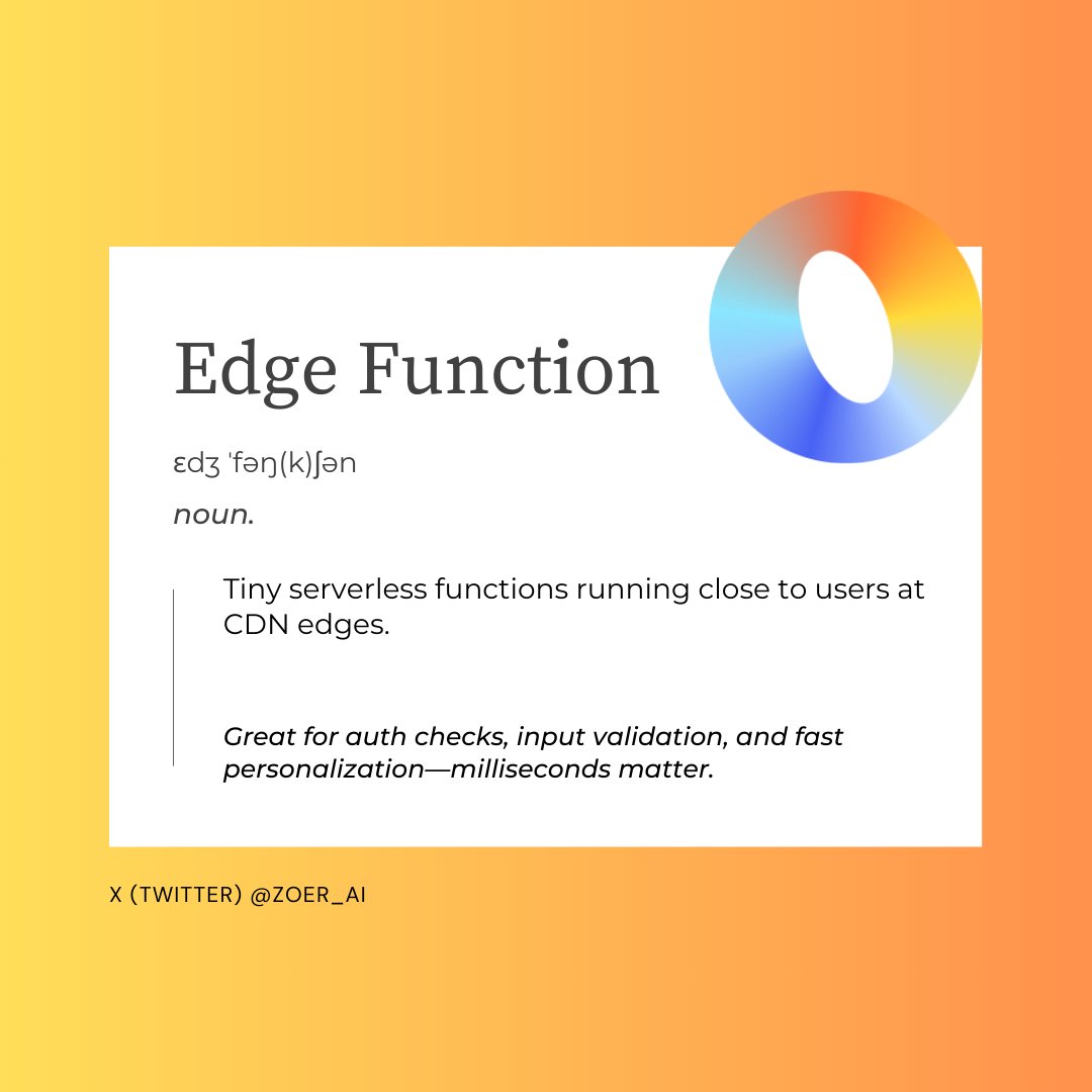 Zoer_ai's tweet image. In Zoer: Drop rules at the edge (geo, A/B buckets, headers).

Zoer deploys to global POPs automatically. 🌍

#AIGlossary #EdgeCompute #Performance