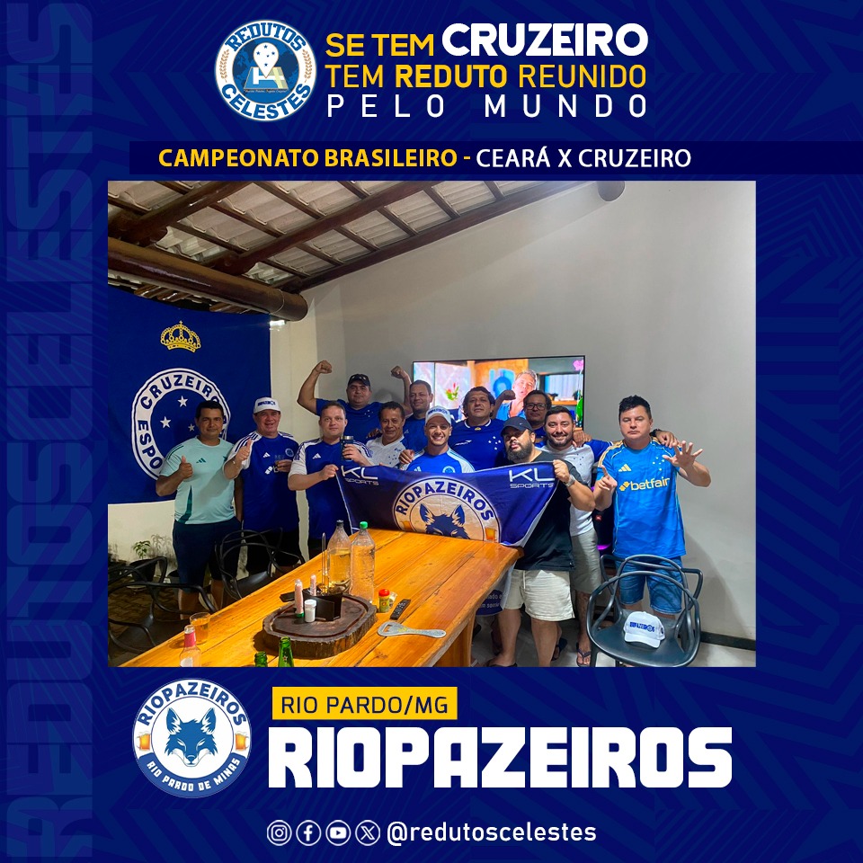 O reduto <a href="/Riopazeiros/">RIOPAZEIROS</a> se reuniu no jogo do <a href="/Cruzeiro/">Cruzeiro 🦊</a> contra o Ceará pelo brasileirão.

Cruzeirenses pelo Mundo #SomosCruzeiro

#RedutosCelestes #Cruzeiro
#CampeonatoBrasileiro2025