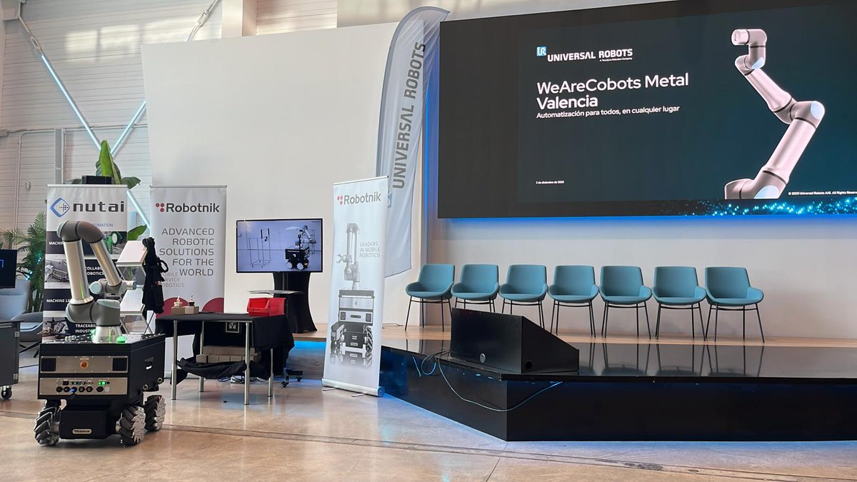 RobotnikRobots's tweet image. ¡¡Arranca WeAreCobots metal en Valencia!! 🦾🦾
@Universal_Robot @nutai_com @FEMEVALes @cfzcobots