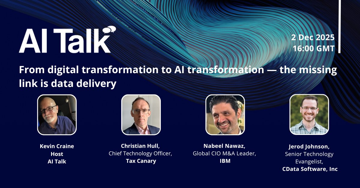 BiznessReporter's tweet image. Your AI ambitions will stall if data stays stuck in silos. How do you enable seamless, smart data flow for real AI innovation? Today on #AITalk, Kevin Craine speaks with Christian Hull (Tax Canary), Nabeel Nawaz @IBM &amp;amp; Jerod Johnson @cdatasoftware.
events.zoom.us/ev/AgL7WKgvfTu…
