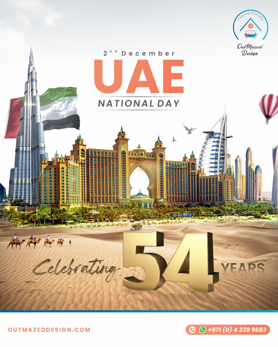 OutMazedDesign's tweet photo. May this National Day remind us of the strength in diversity and the values that bring us together.

Celebrating 54 years of progress, peace, and pride.

#UAENationalDay2025 #SpiritOfTheUnion #UAE54  #ProudlyUAE https://t.co/dBsr4WXpgI