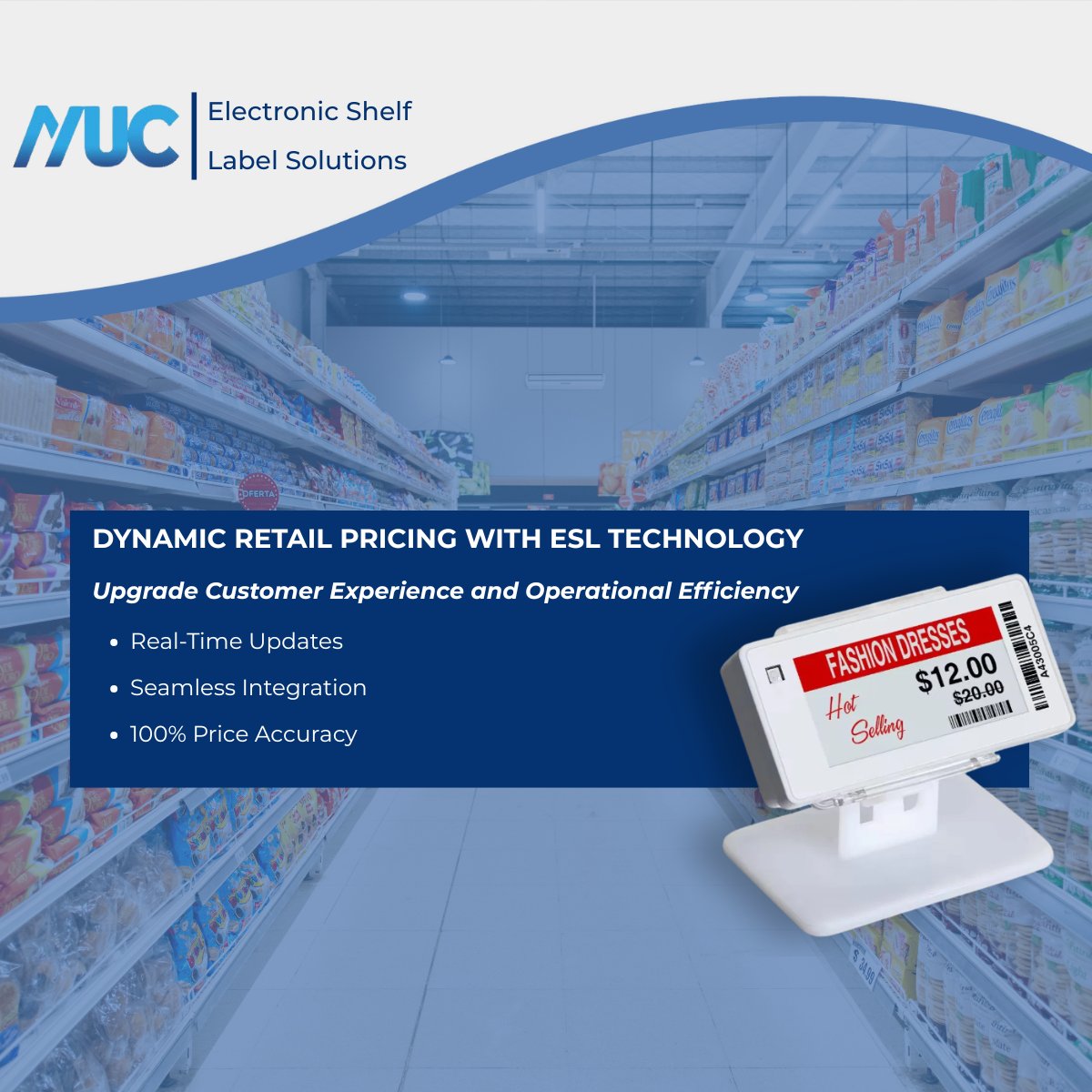 Toward dynamic retail pricing and 100% accuracy with ESL technology.
Advanced solutions to enhance operational efficiency and customer experience.
 #IT #technology #MUC #ESL #Solutions