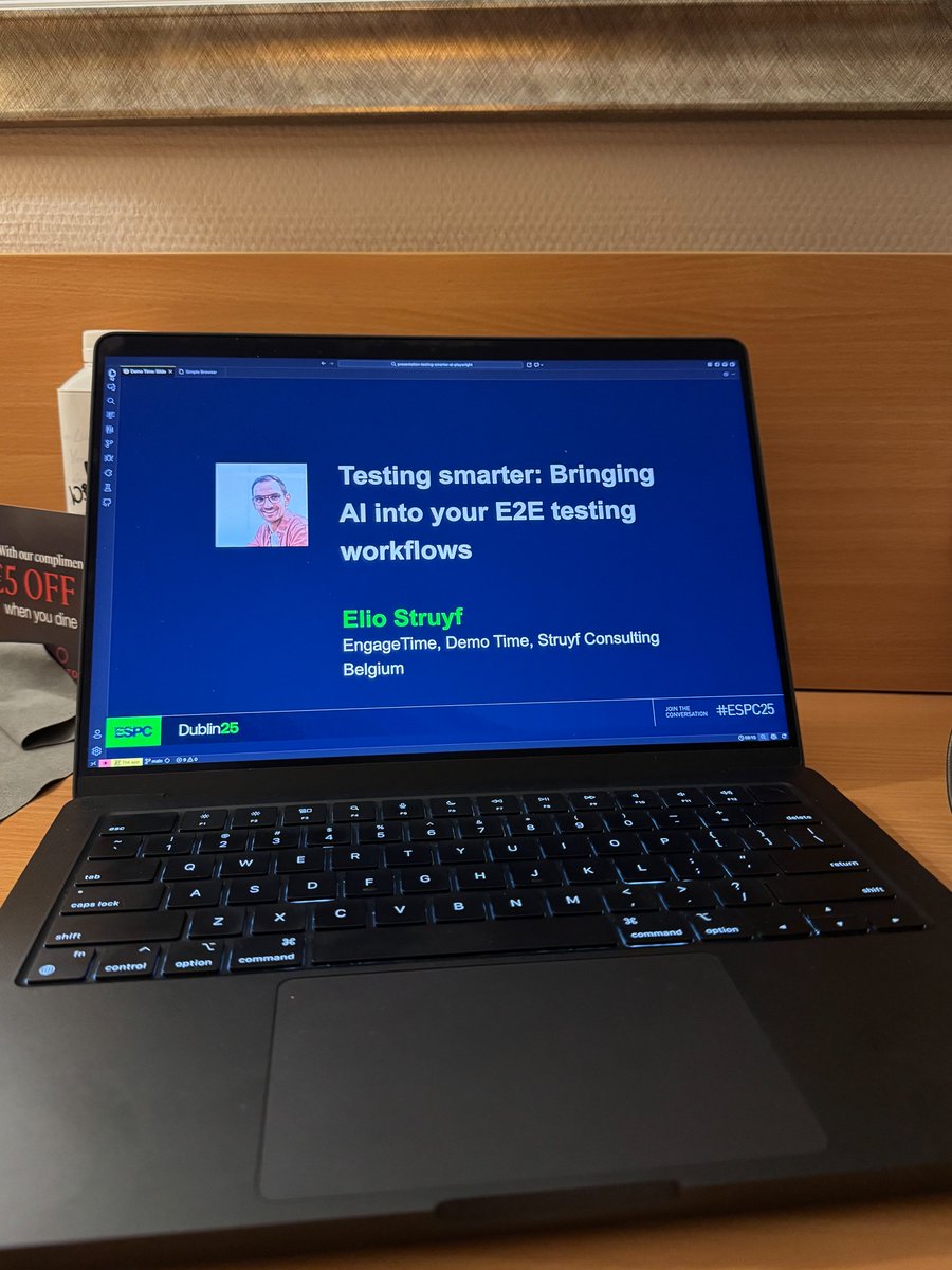eliostruyf's tweet image. Final check for my AI &amp;amp; Playwright session later today at #ESPC

Come to T25 - Testing Smarter: Vringing AI into your E2E testing workflows - 15:15 o&apos;clock
