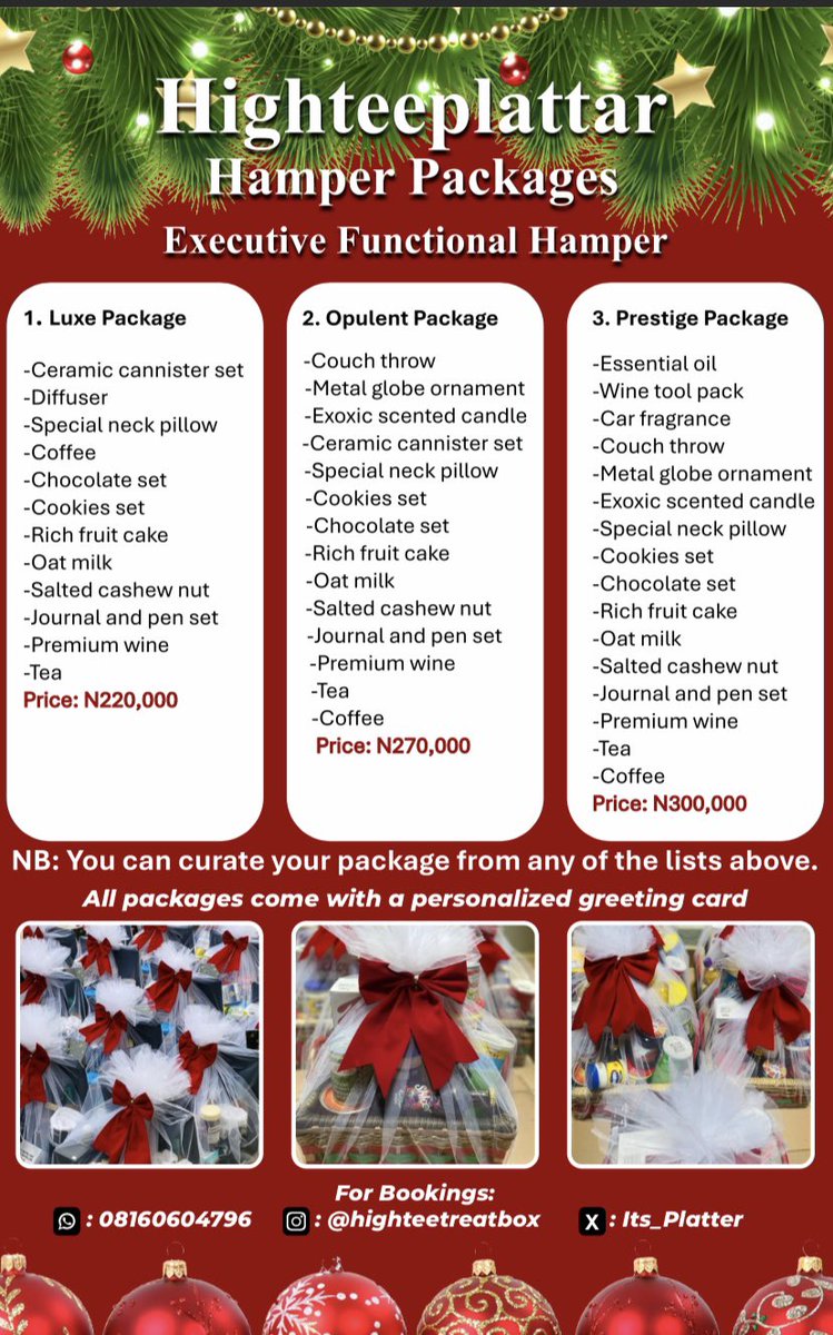 ITs_Platter's tweet image. Tis the season to be jolly 🎄💃🏼💃🏼💃🏼

And I’m here to make sure the joy goes all around. 🧑‍🎄 🧑‍🎄 

We have a variety of hamper packages available for booking, and you can also curate yours to taste.

Bulk delivery is available nationwide.

Kindly use the link in bio to book or send…
