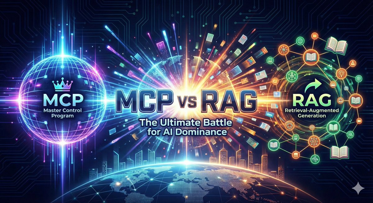 CsharpCorner's tweet image. 𝐂𝐨𝐧𝐟𝐮𝐬𝐞𝐝 𝐛𝐞𝐭𝐰𝐞𝐞𝐧 𝐑𝐀𝐆 𝐚𝐧𝐝 𝐌𝐂𝐏?

Here’s a quick guide:
• 𝐑𝐀𝐆 = Thinker (answers questions using docs)
• 𝐌𝐂𝐏 = Doer (interacts with real systems, tools)

Read the full breakdown and know exactly when to choose which by @thinkaboutnitin →…