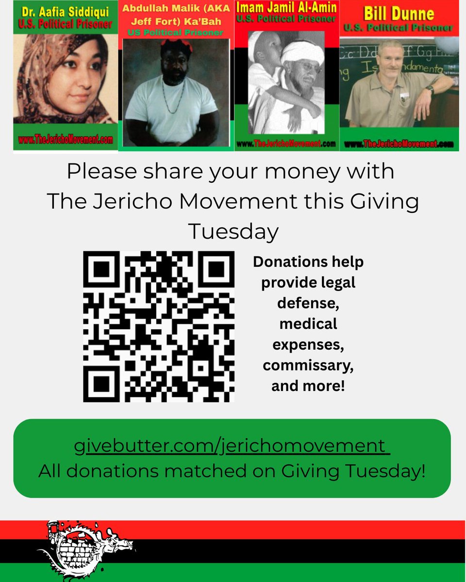 Dear Comrades and Friends, With the world in turmoil, we ask for your support in donating to the Jericho Movement's givebutter.com/jerichomovement which will allow us to continue our work to help free political prisoners.