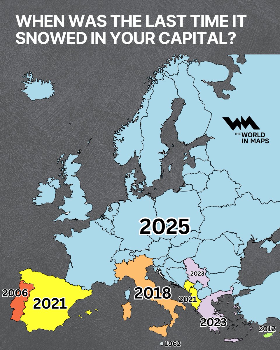 When was the last time it snowed in your capital? ❄️