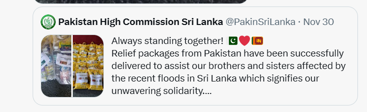 Hirenktrivedi's tweet photo. Why delet this post ? #pakistan #SriLanka #relief #reliefpackages #SriLankafloods https://t.co/mkf9kJMhGH