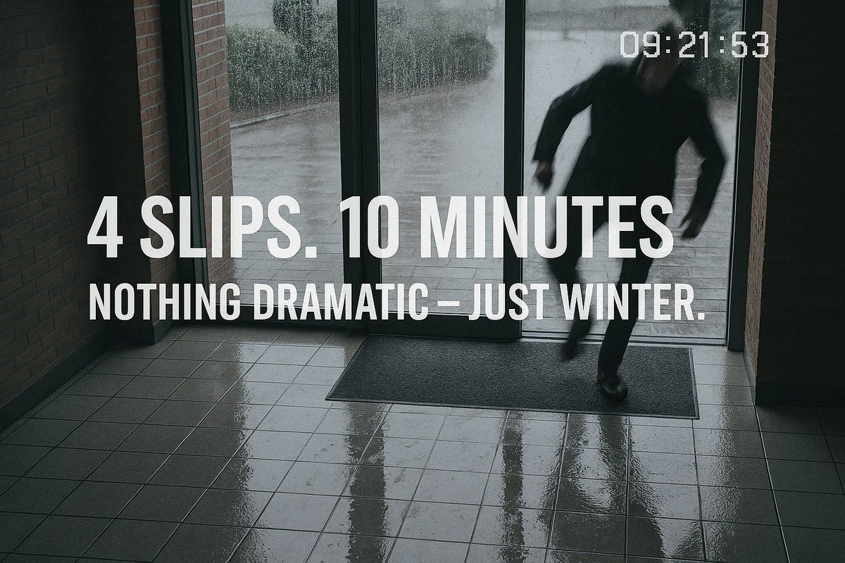 ChristianH_SSS's tweet image. A wet winter morning… 4 slips in 10 minutes.

Nothing dramatic — just rain, routine cleaning and a surface that couldn’t cope.

Winter multiplies small weaknesses.

If you want to check how your entrance is coping, DM “patch test.”
Free until Dec 31.